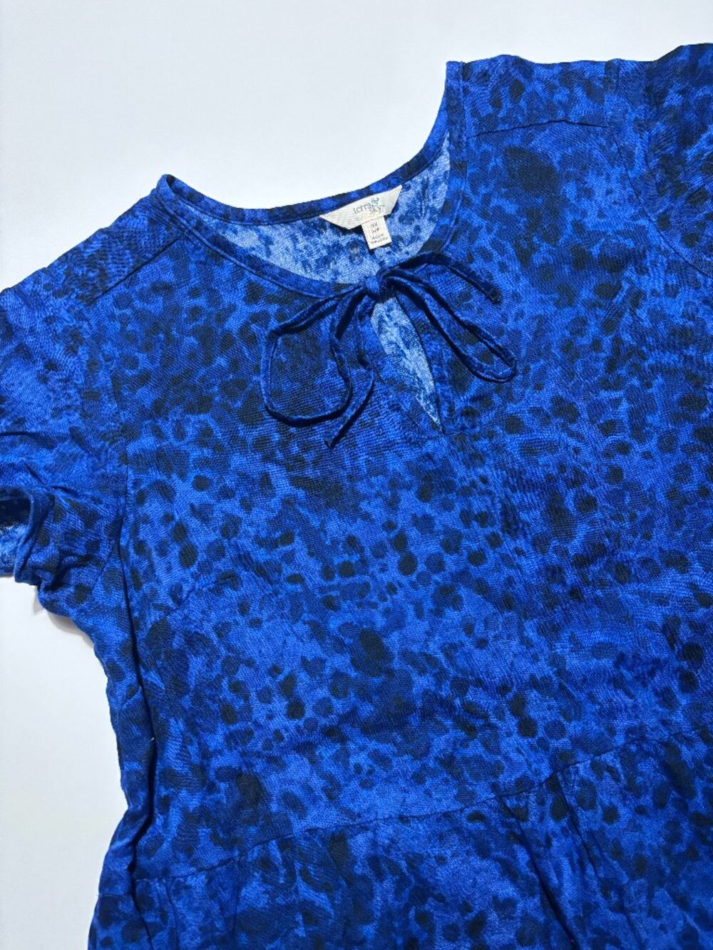 Terra & Sky Blue & Black Babydoll Peplum Cotton Smock Top